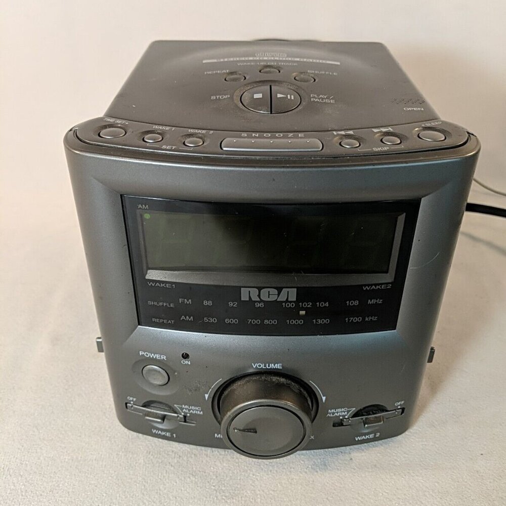 RCA Mini Silver Stereo Clock Radio Dual Alarm RP3751A READ PARTS CD NOT WORKING